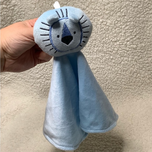 George Light Blue Plush Lion Lovey 12 inches Security Blanket Stuffed Animal Toy - Picture 2 of 5